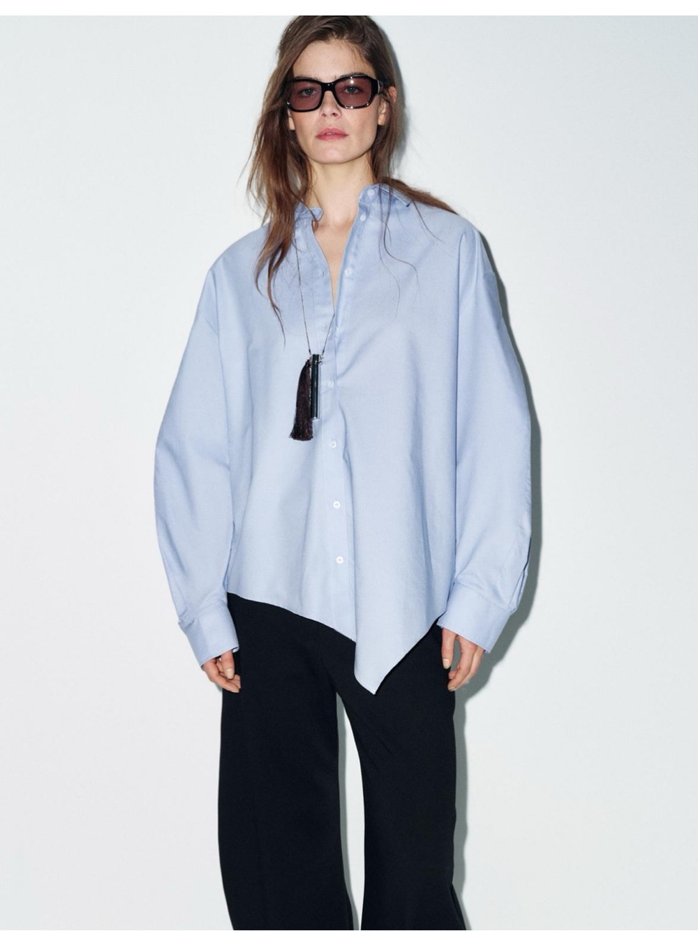 NWT ZARA Asymmetrical Blue Shirt Size XSmall